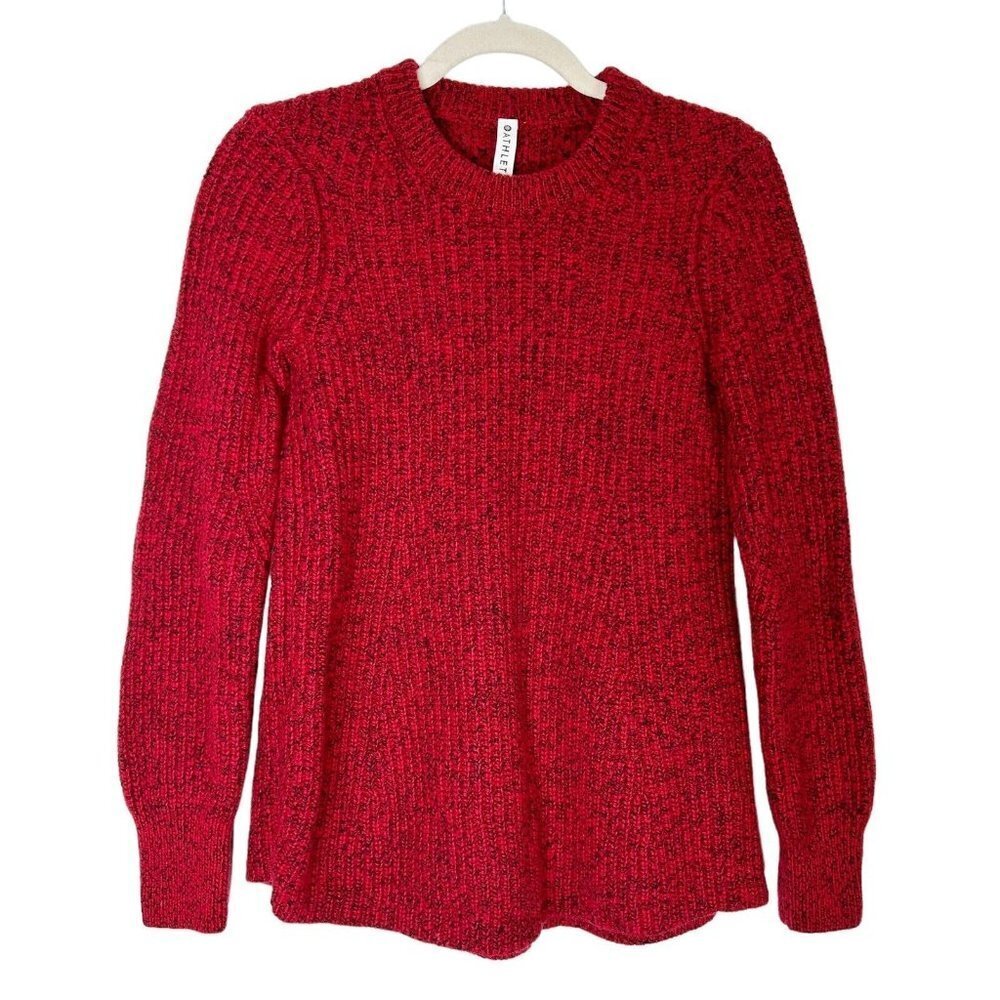 Athleta Red Sweater Women’s Size Small Thick Wool Blend‎